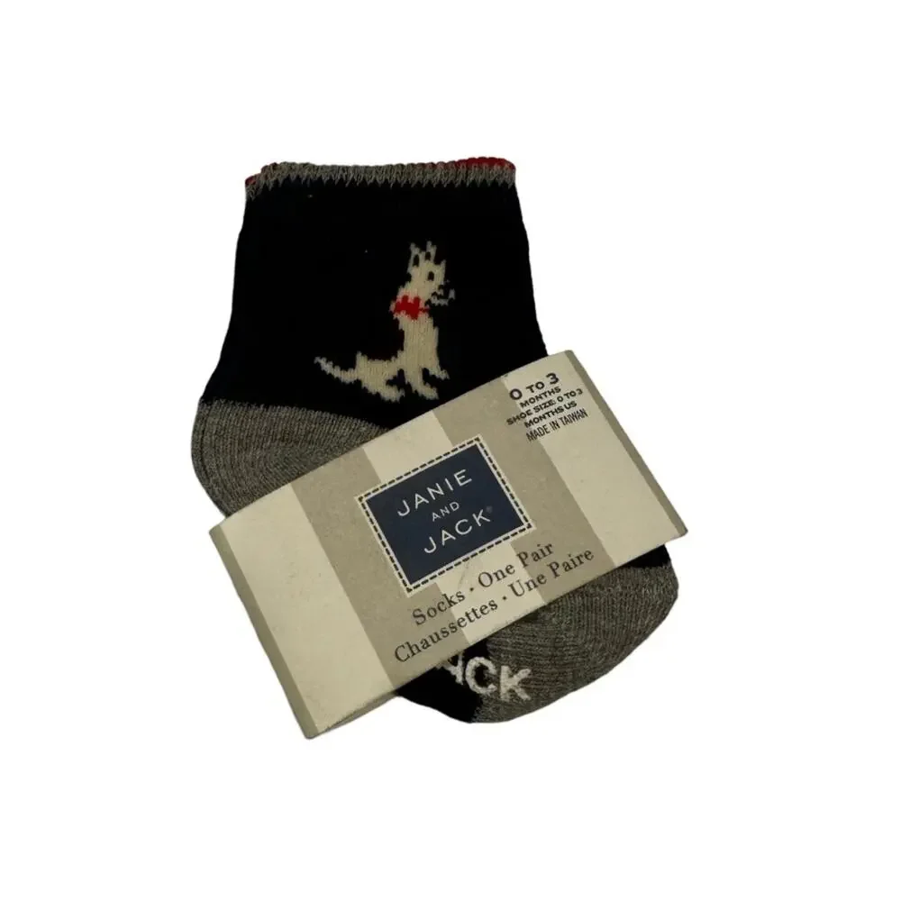 Janie and Jack Boy’s Assorted Socks- Set of 4 Size 0-3M